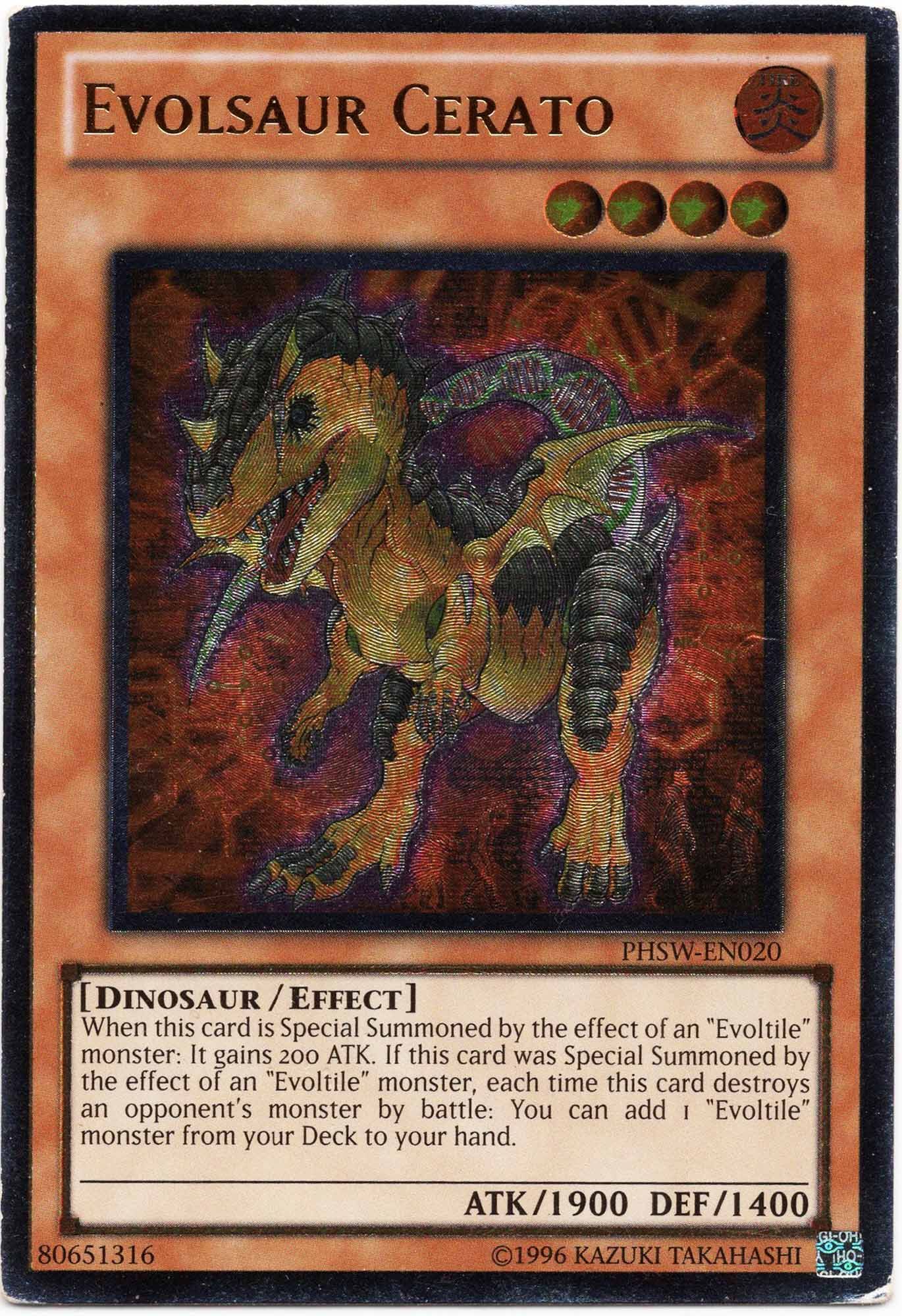 evolsaur-cerato-phsw-en020-ultimate-rare-moderately-played Evolsaur Cerato - PHSW-EN020 - Ultimate Rare (Moderately Played)