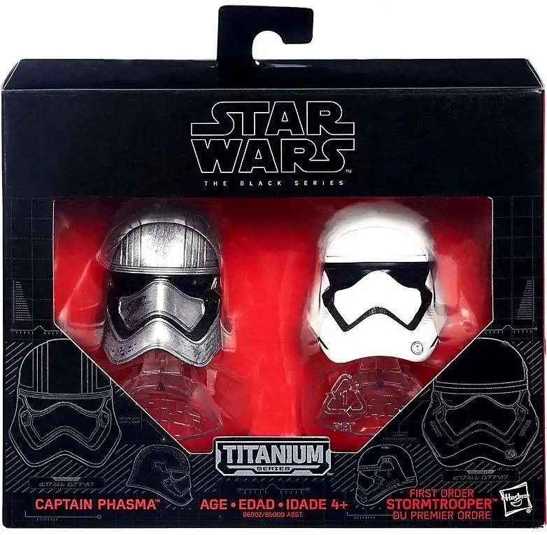 Star Wars The Force Awakens Black Titanium Captain Phasma & Stormtrooper 2-Inch Diecast Helmet 2-Pack