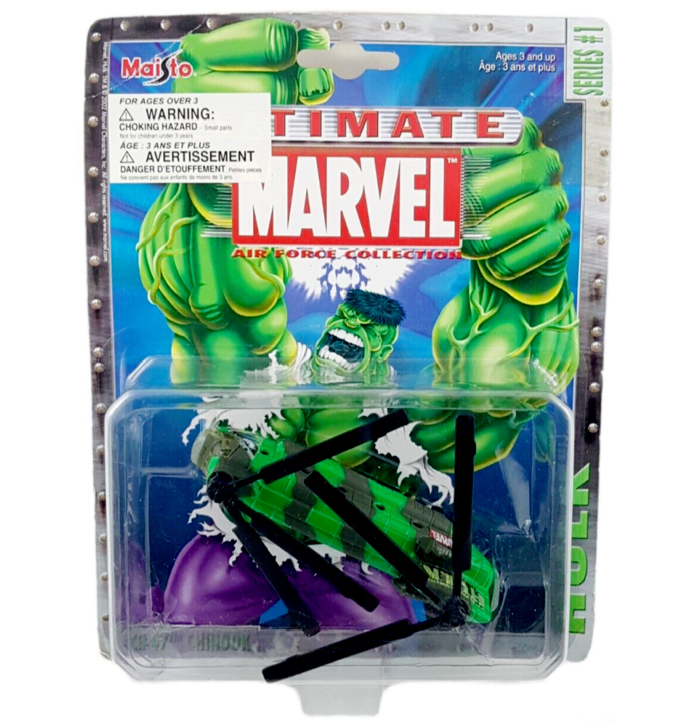 Maisto Marvel Incredible Hulk Chinook Helicopter Air Force Diecast CH-47 2002