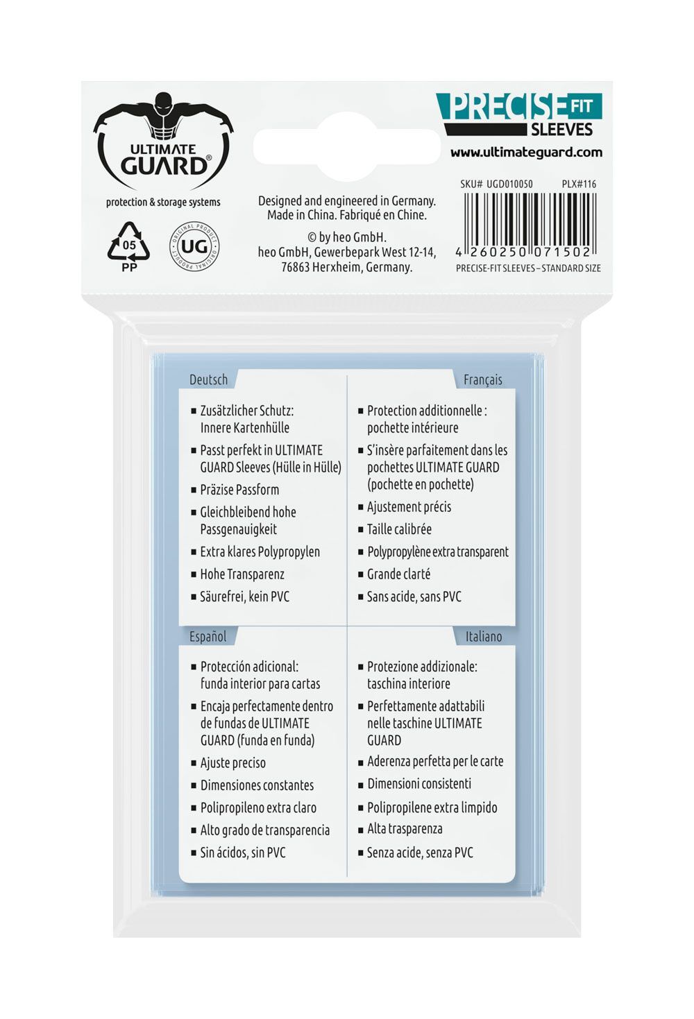 Ultimate Guard Precise-Fit Sleeves Standardgrösse Transparent (100)