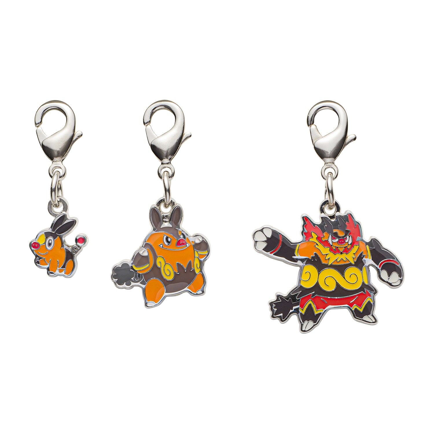 Pokemon Center - Tepig, Pignite, Emboar Schlüsselanhänger - 3 Stück Pokemon Center - Tepig, Pignite, Emboar Schlüsselanhänger - 3 Stück