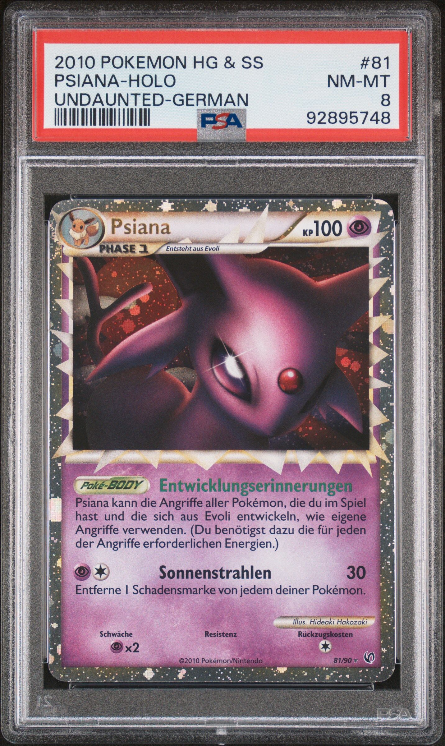 2010 POKEMON HEARTGOLD & SOULSILVER UNDAUNTED 81 PSIANA-HOLO GERMAN - PSA 8 NM-MT - Pokémon 2010 POKEMON HEARTGOLD & SOULSILVER UNDAUNTED 81 PSIANA-HOLO GERMAN - PSA 8 NM-MT - Pokémon