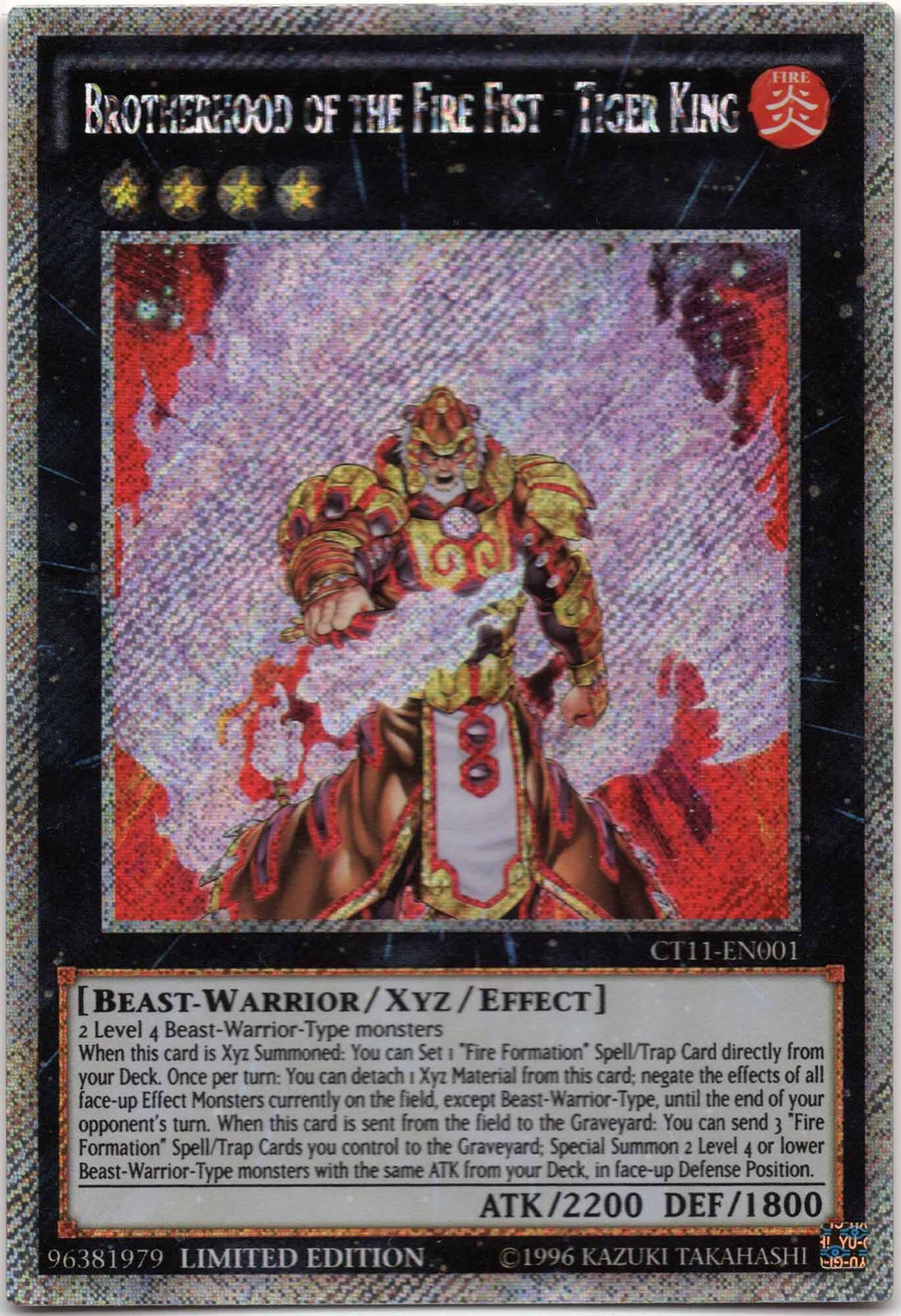 brotherhood-of-the-fire-fist-tiger-king-ct11-en001-platinum-secret-rare-limited-edition-near-mint Brotherhood of the Fire Fist - Tiger King - CT11-EN001 - Platinum Secret Rare - Limited Edition (Nea