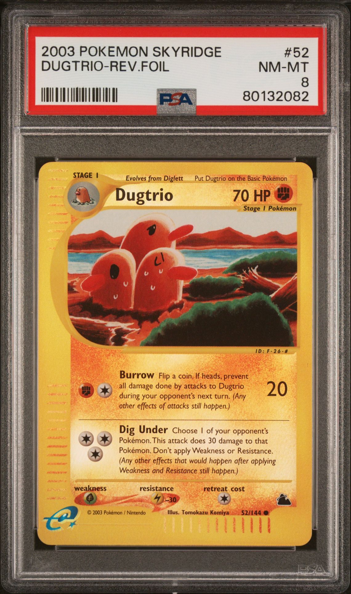 2003 POKEMON SKYRIDGE 52 DUGTRIO-REVERSE FOIL - PSA 8 NM-MT