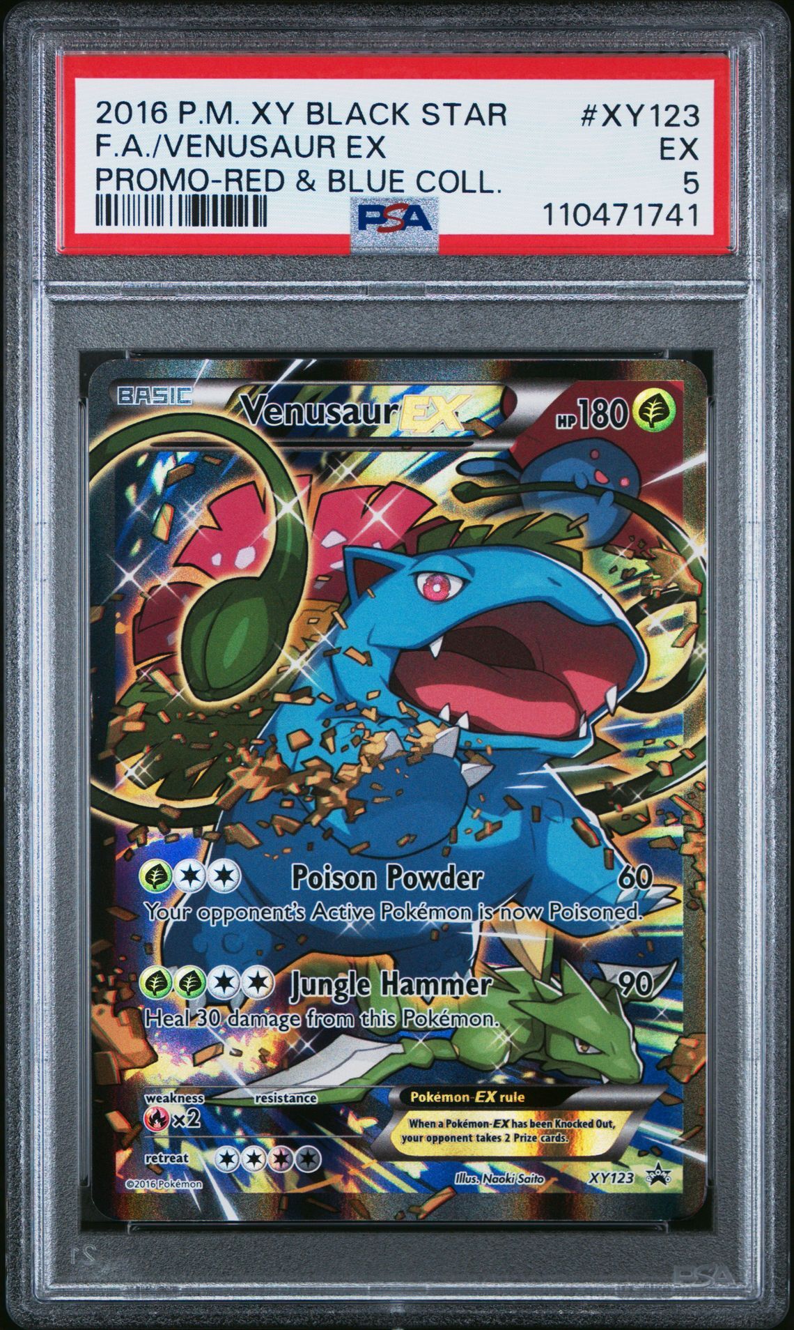 2016 POKEMON XY BLACK STAR PROMO XY123 FULL ART/VENUSAUR EX RED & BLUE COLLECTION - PSA 5 EX - Pokémon