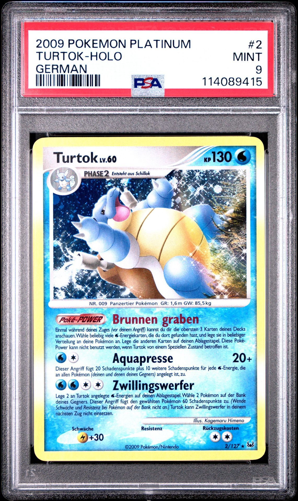 2009 POKEMON PLATINUM 2 TURTOK-HOLO GERMAN - PSA 9 MINT - Pokémon 2009 POKEMON PLATINUM 2 TURTOK-HOLO GERMAN - PSA 9 MINT - Pokémon