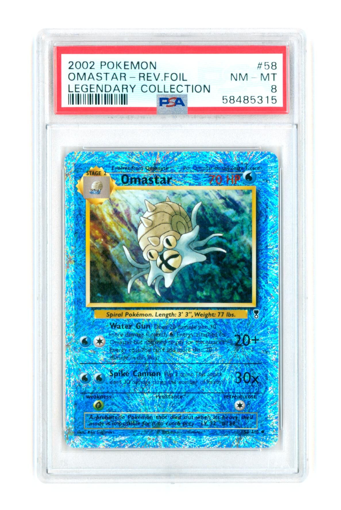 Omastar 58/110 - Legendary Collection - Rev. Foil - 2002 - PSA 8 NM-MT - Pokémon