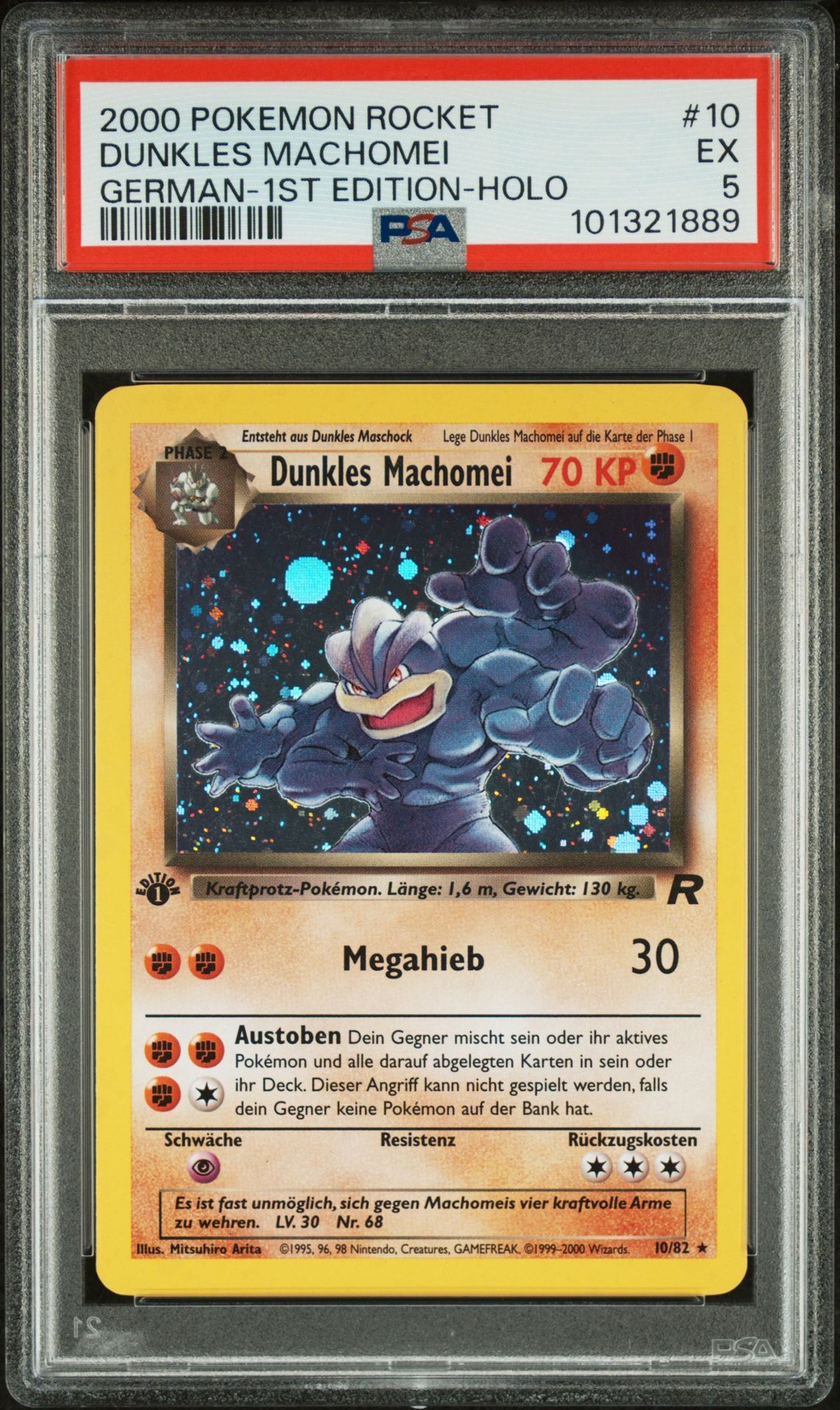 2000 POKEMON ROCKET 10 DUNKLES MACHOMEI-HOLO GERMAN-1ST EDITION - PSA 5 EX - Pokémon