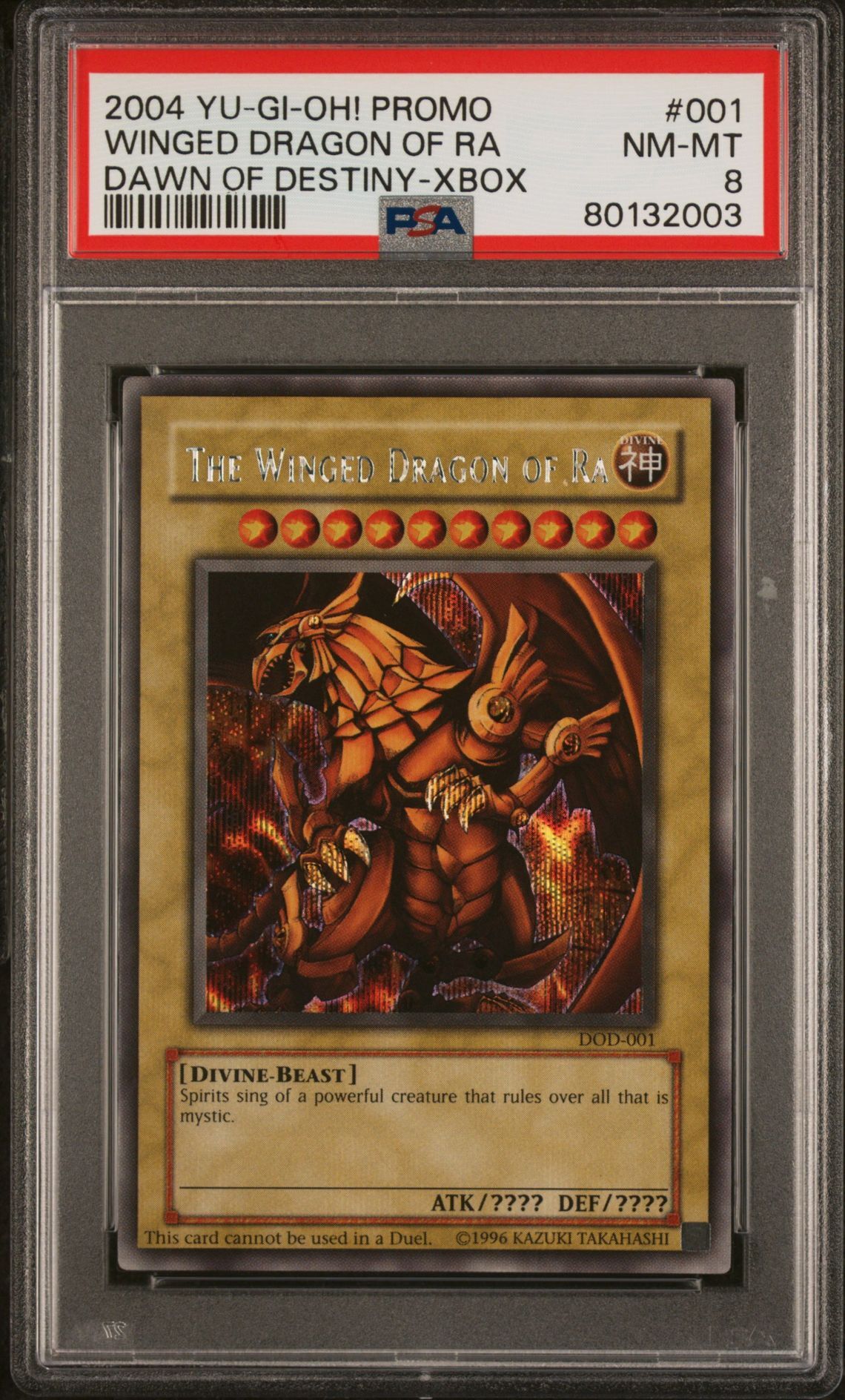 2004 YU-GI-OH! PROMO 001 THE WINGED DRAGON OF RA DAWN OF DESTINY-XBOX - PSA 8 NM-MT