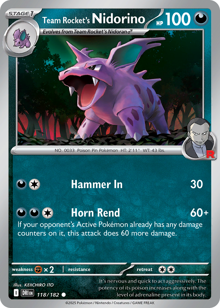 Team Rocket’s Nidorino - 118/182 - EN