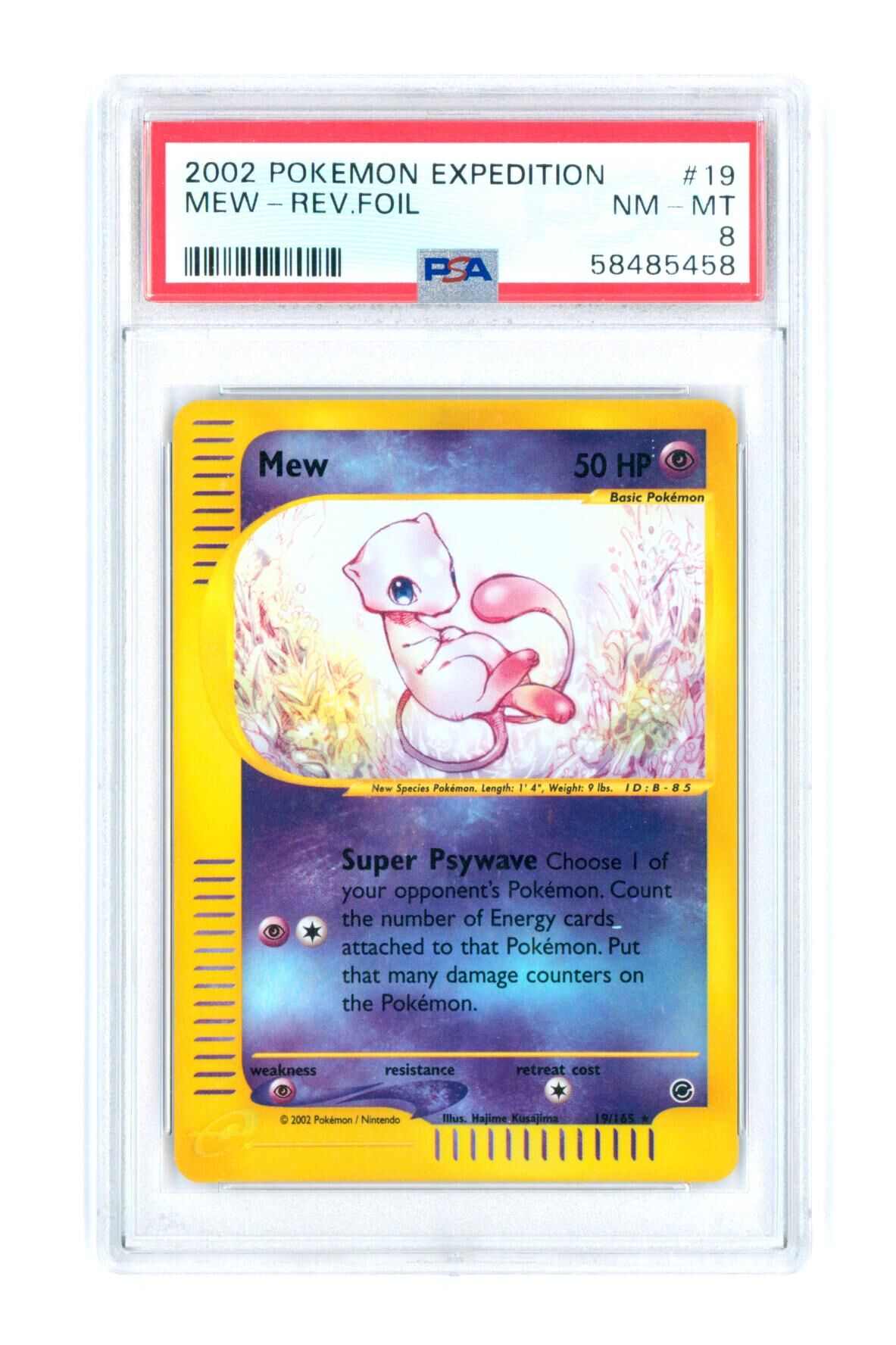 Mew 19/165 - Reverse Foil - Pokemon Expedition - 2002 - PSA 8 NM-MT - Pokémon