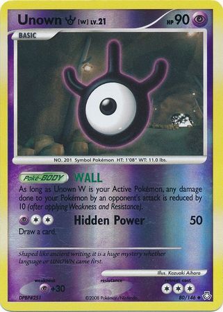 Unown W - 80/146 - Reverse Holo - Pokémon TCG - Near Mint - DE