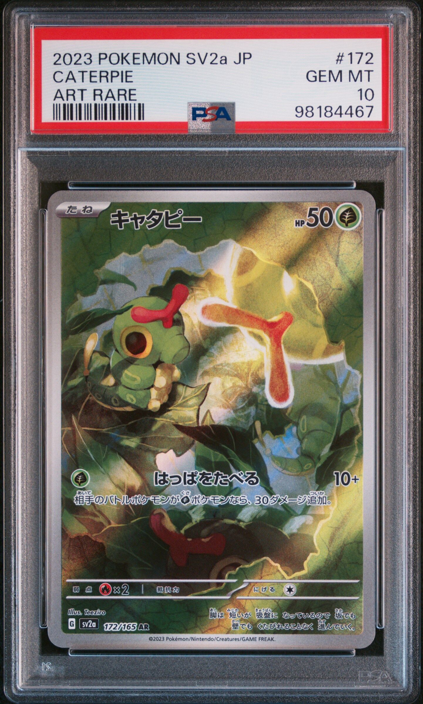 2023 POKEMON JAPANESE SV2A-POKEMON 151 #172 CATERPIE ART RARE - PSA 10 GEM-MT - Pokémon 2023 POKEMON JAPANESE SV2A-POKEMON 151 #172 CATERPIE ART RARE - PSA 10 GEM-MT - Pokémon