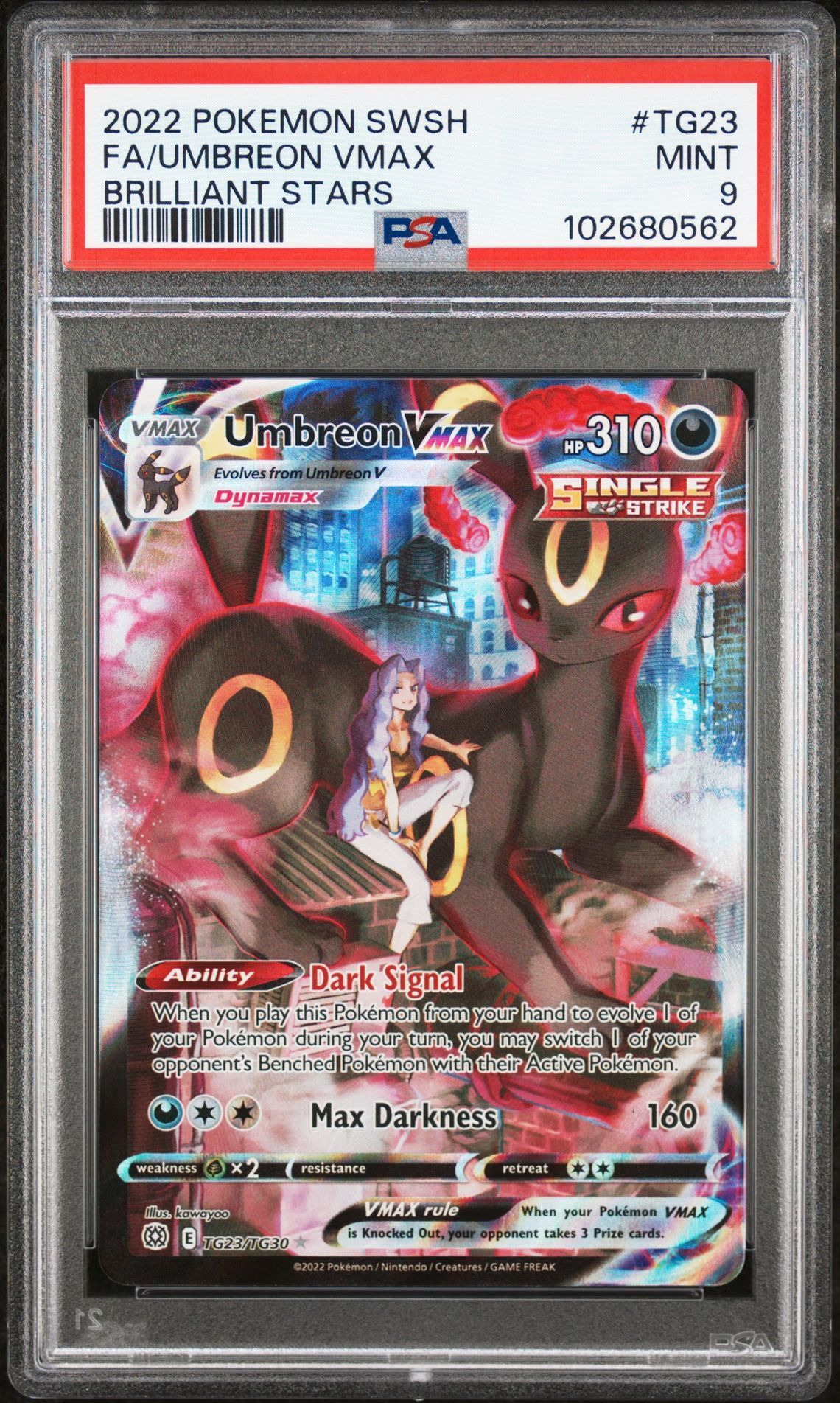 2022 POKEMON SWORD & SHIELD BRILLIANT STARS TG23 FULL ART/UMBREON VMAX - PSA 9 MINT - Pokémon