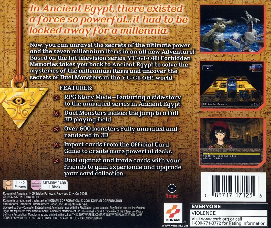 Yu Gi Oh ! Forbidden Memories Sur PS1 - Complet Et En Très Bon état