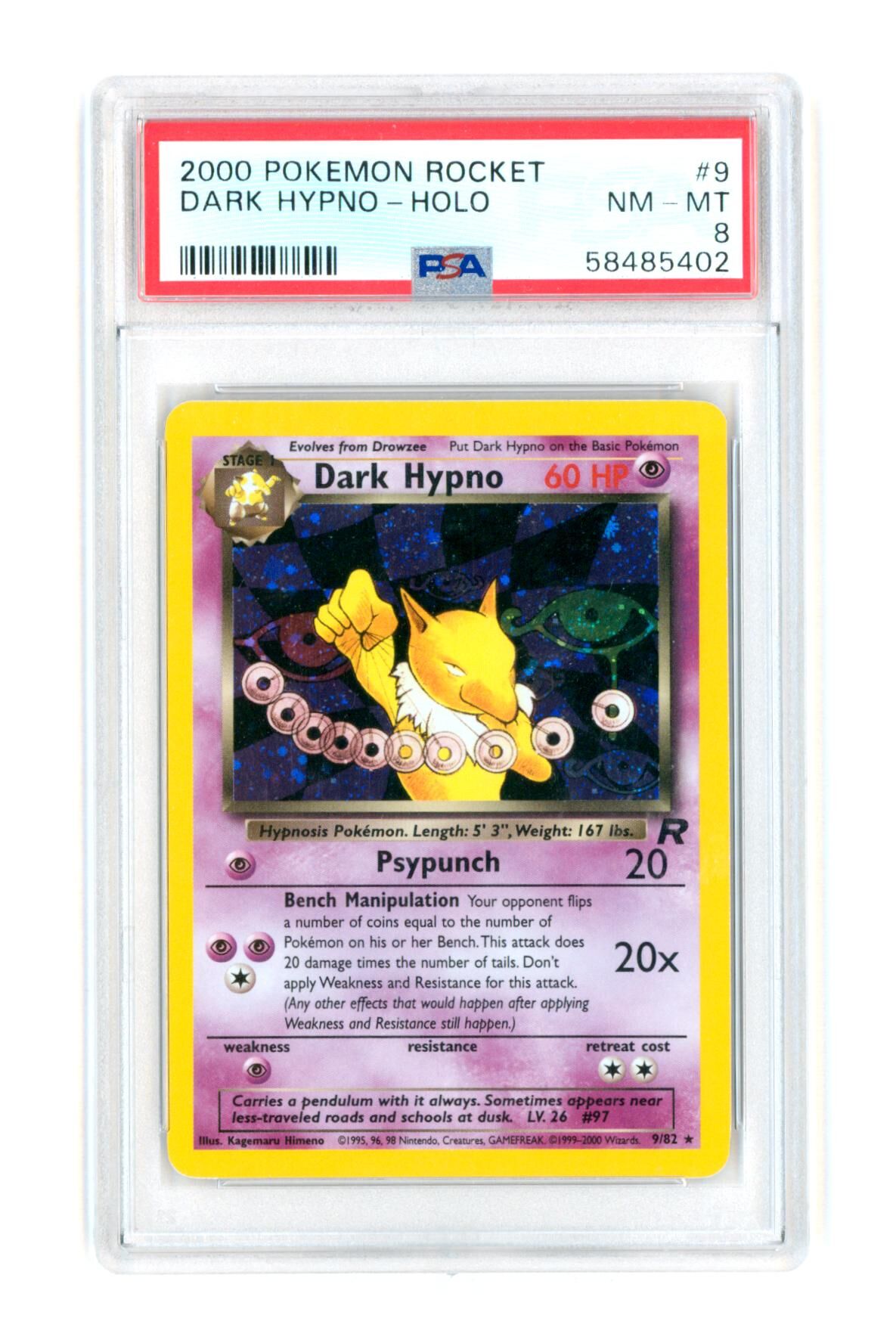 Dark Hypno 9/82 - Holo - Rocket - 2000 - PSA 8 NM-MT - Pokémon
