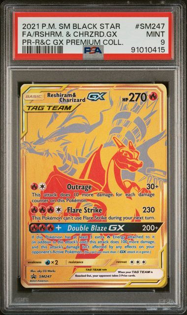 Reshiram & Charizard-GX #SM247 - SM Black Star Promo - PSA 9 MINT - Pokemon