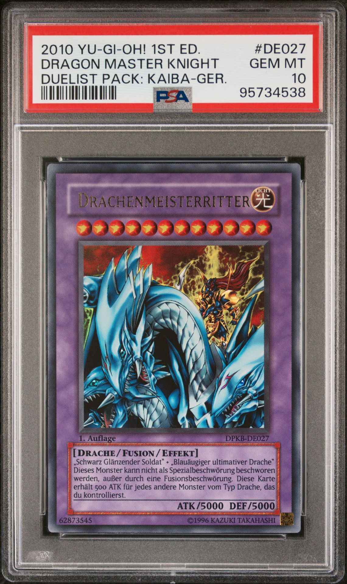 2010 YU-GI-OH! DUELIST PACK: KAIBA DE027 DRAGON MASTER KNIGHT 1ST EDITION-GERMAN - PSA 10 GEM-MT - Yu-Gi-Oh!