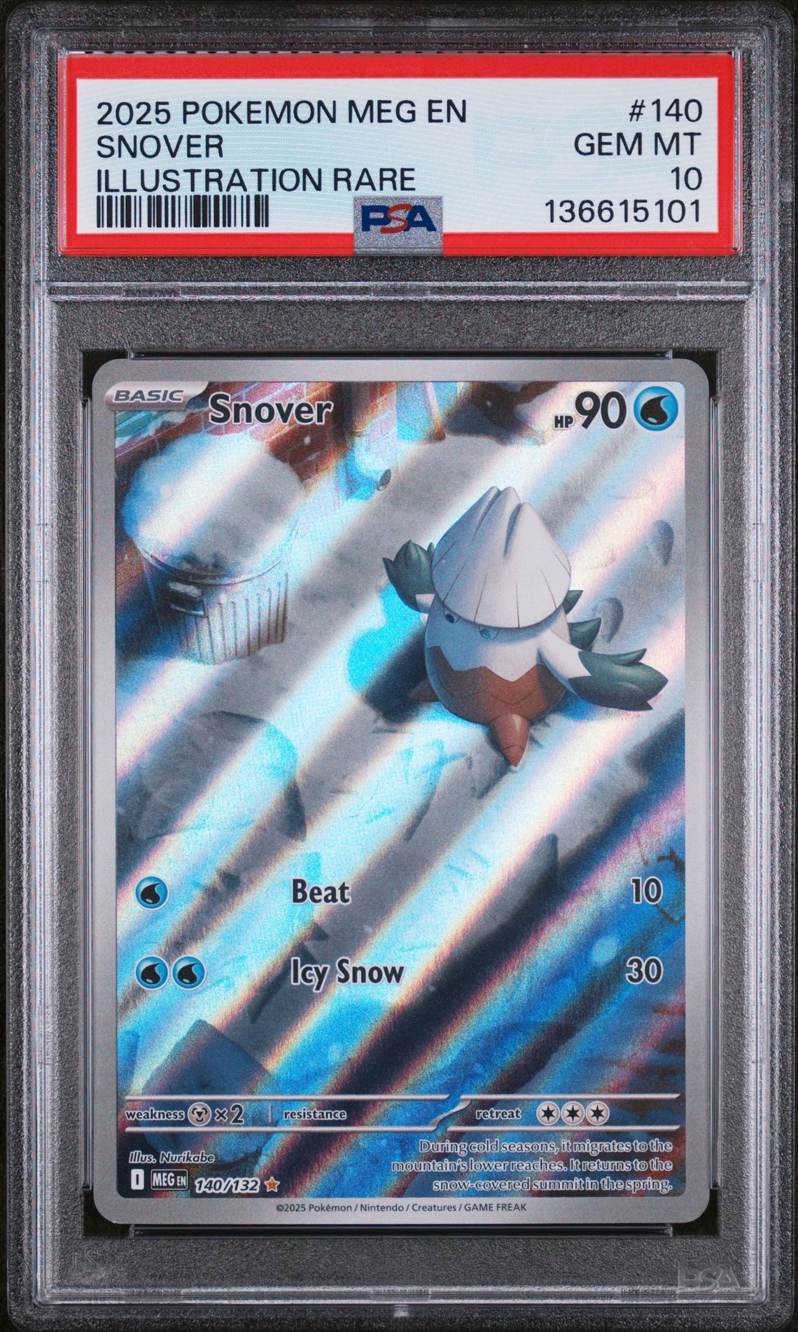 2025 POKEMON MEG EN-MEGA EVOLUTION #140 SNOVER ILLUSTRATION RARE - PSA 10 GEM-MT - Pokemon 2025 POKEMON MEG EN-MEGA EVOLUTION #140 SNOVER ILLUSTRATION RARE - PSA 10 GEM-MT - Pokemon