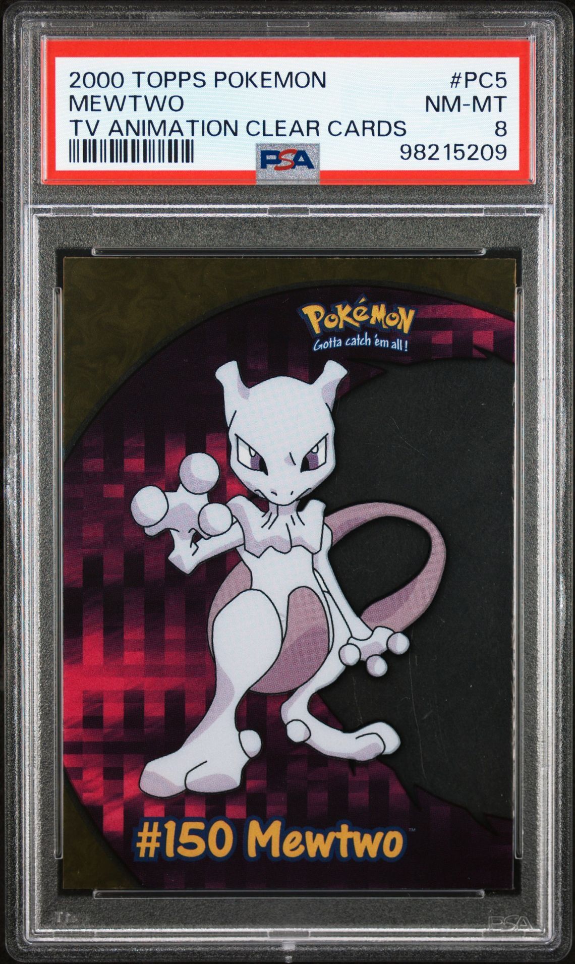 2000 TOPPS POKEMON TV ANIMATION CLEAR CARDS PC5 MEWTWO - PSA 8 NM-MT - Pokémon 2000 TOPPS POKEMON TV ANIMATION CLEAR CARDS PC5 MEWTWO - PSA 8 NM-MT - Pokémon