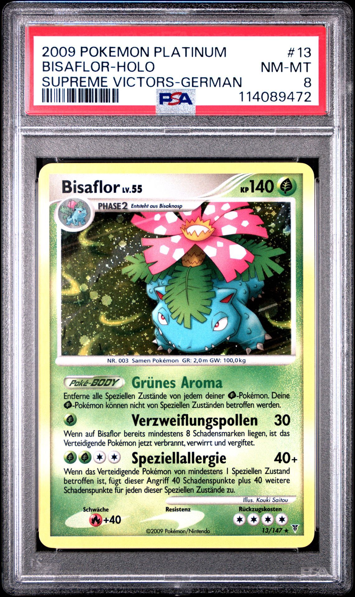 2009 POKEMON PLATINUM SUPREME VICTORS 13 BISAFLOR-HOLO GERMAN - PSA 8 NM-MT - Pokémon