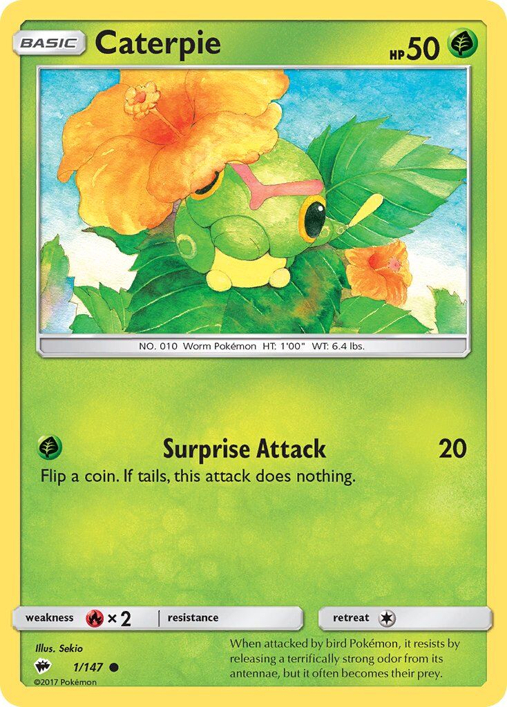 caterpie-1-147-pokemon-tcg-lightly-played-en Caterpie - 1/147 - Pokémon TCG - Lightly Played - EN