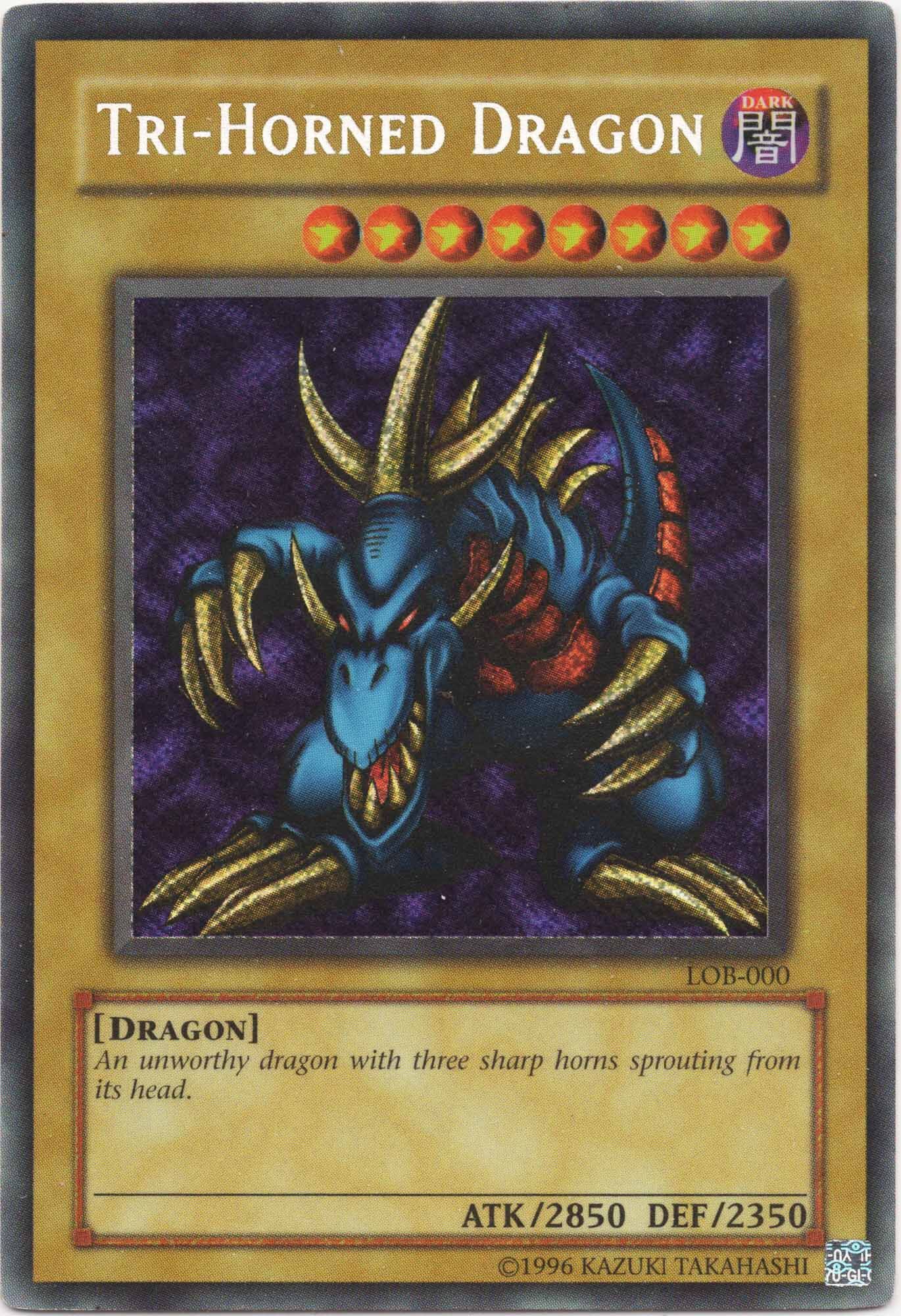 tri-horned-dragon-lob-000-reverse-secret-rare-misprint-lightly-played Tri-Horned Dragon - LOB-000 - Reverse Secret Rare - Misprint - Lightly Played