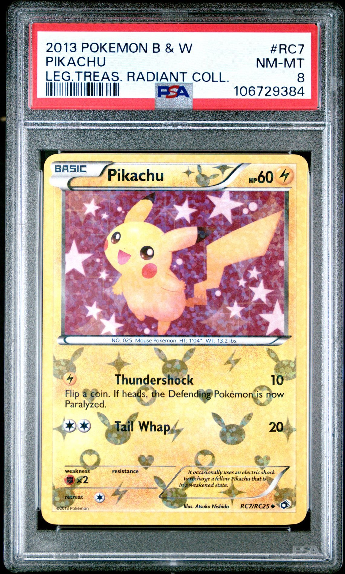 2013 POKEMON BLACK & WHITE LEGENDARY TREASURES RADIANT COLLECTION RC7 PIKACHU - PSA 8 NM-MT - Pokémon 2013 POKEMON BLACK & WHITE LEGENDARY TREASURES RADIANT COLLECTION RC7 PIKACHU - PSA 8 NM-MT - Pokémon