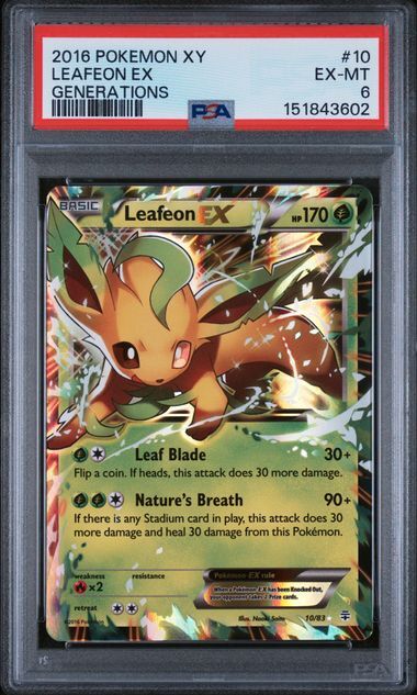 Leafeon ex #10 - XY Generations - PSA 6 EX-MT - Pokemon Leafeon ex #10 - XY Generations - PSA 6 EX-MT - Pokemon
