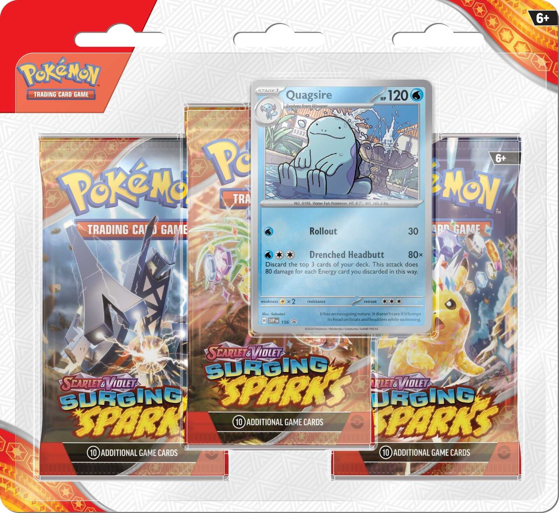 Pokémon TCG: Scarlet & Violet - Surging Sparks (SV08) Quagsire 3-Pack Blisters - EN