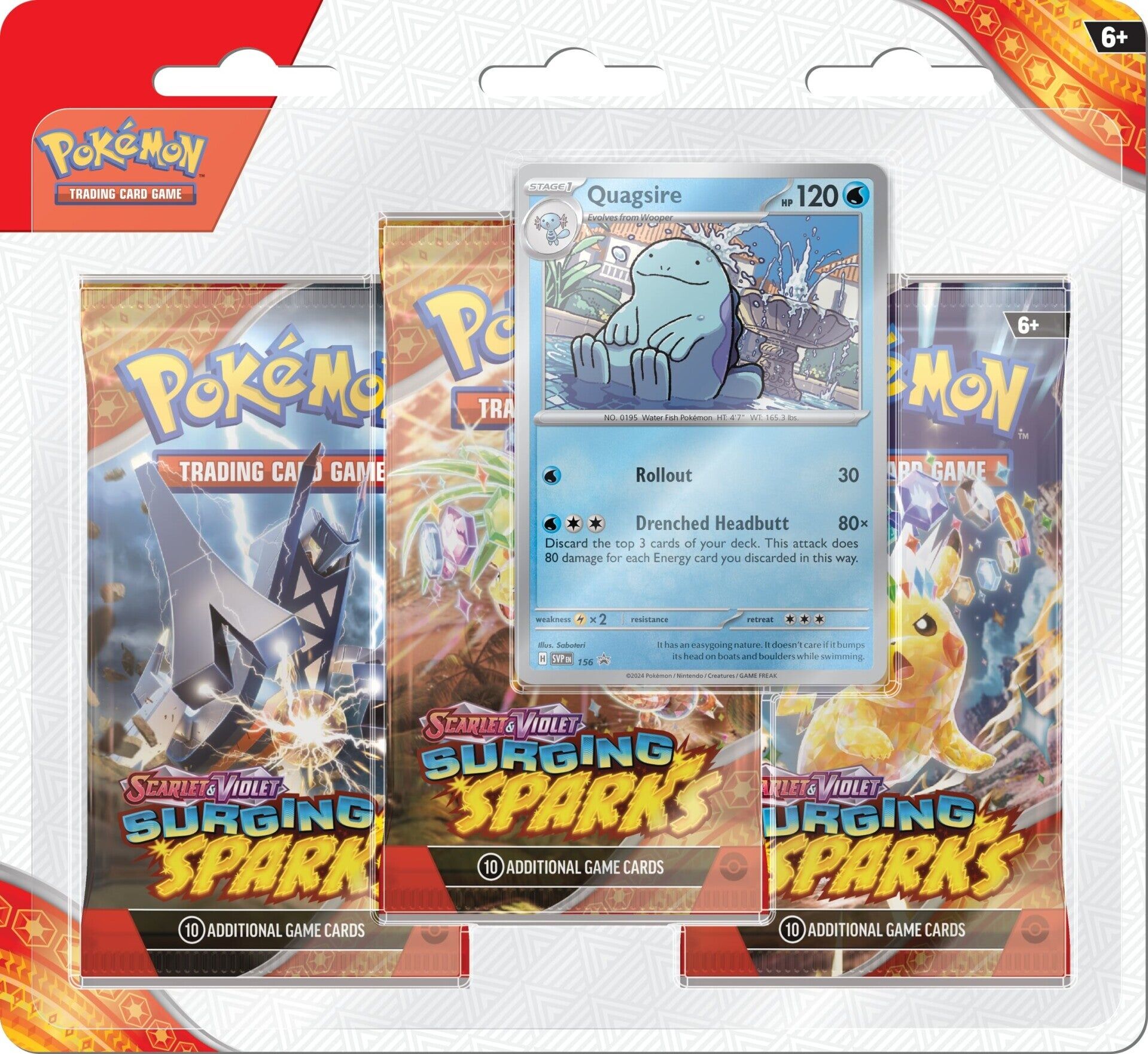 Pokémon TCG: Scarlet & Violet - Surging Sparks (SV08) Quagsire 3-Pack Blisters - EN Pokémon TCG: Scarlet & Violet - Surging Sparks (SV08) Quagsire 3-Pack Blisters - EN