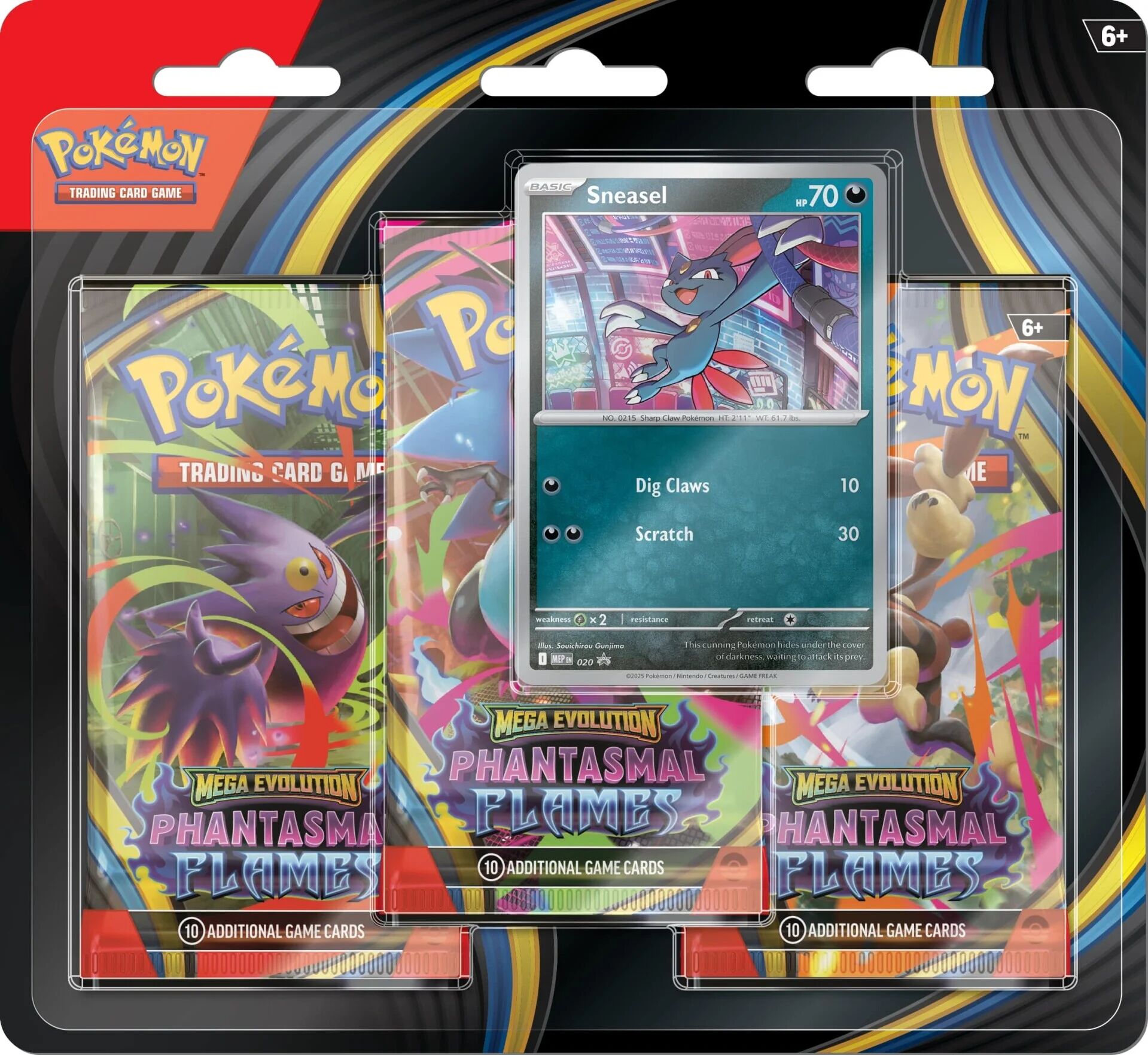 Pokémon TCG: Mega Evolution - Phantasmal Flames Sneasel 3-Pack Blisters - EN Pokémon TCG: Mega Evolution - Phantasmal Flames Sneasel 3-Pack Blisters - EN